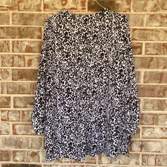 Evri Black and White Leopard Print Popover Blouse - Picture 9 of 9